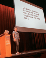Diana Rodriguez presenting at podium